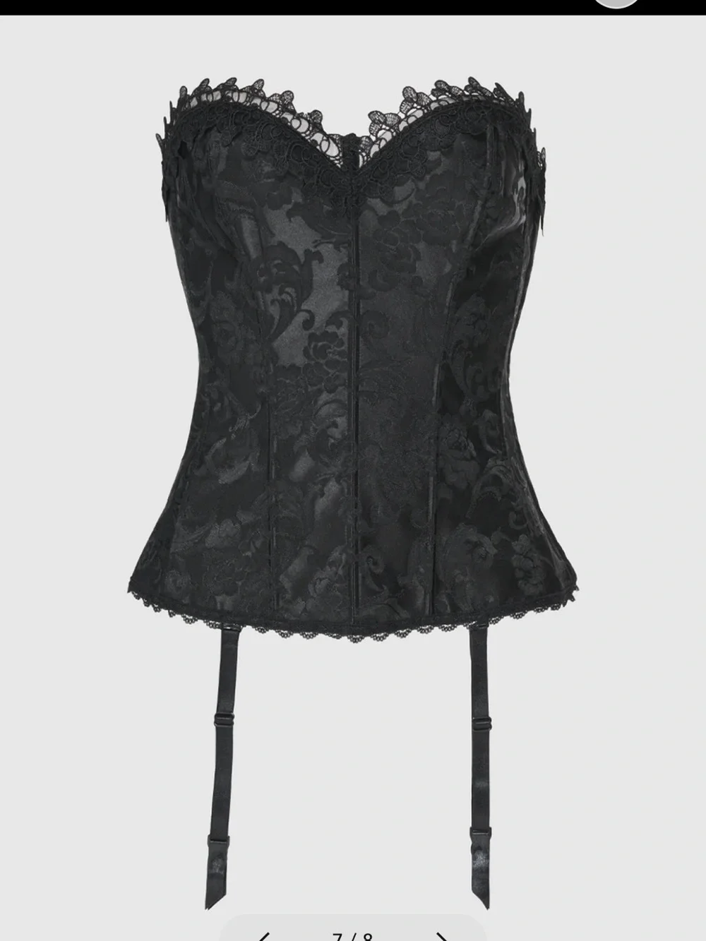 Frederick's of Hollywood black corset  floral lace trim